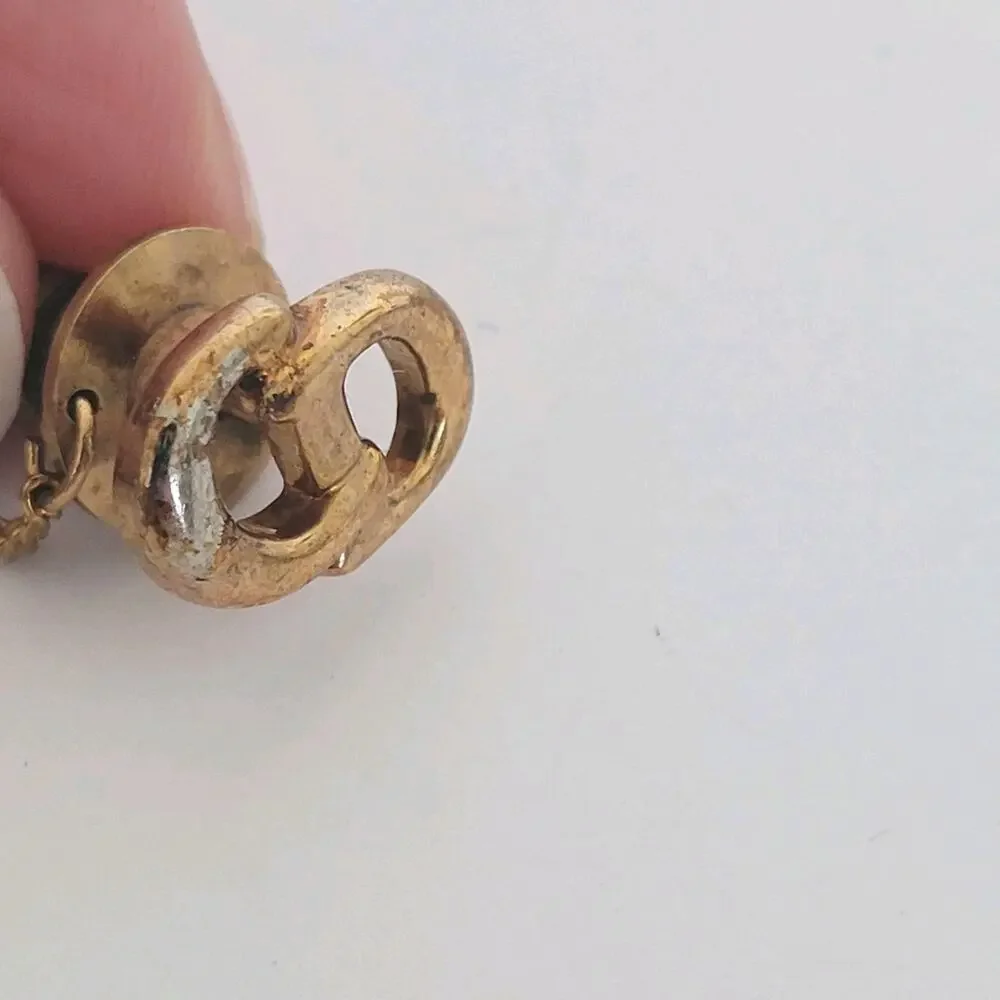 Christian Dior Tie Necktie Pin Clasp Gold Tone Logo Vintage‎ Small Logo